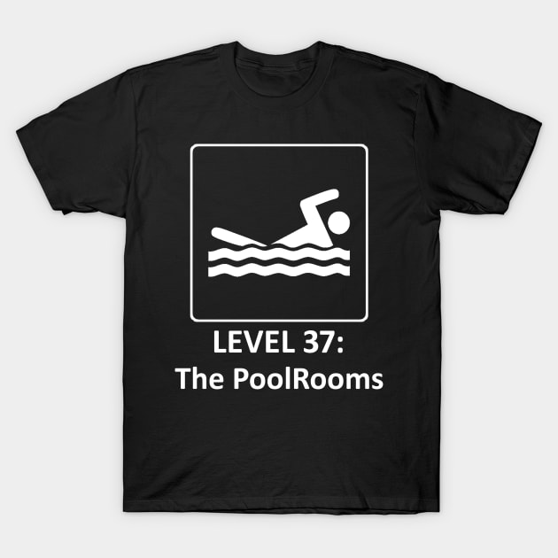 The Backrooms - The Poolrooms - Level 37 -White Outlined Version T-Shirt by Nat Ewert Art